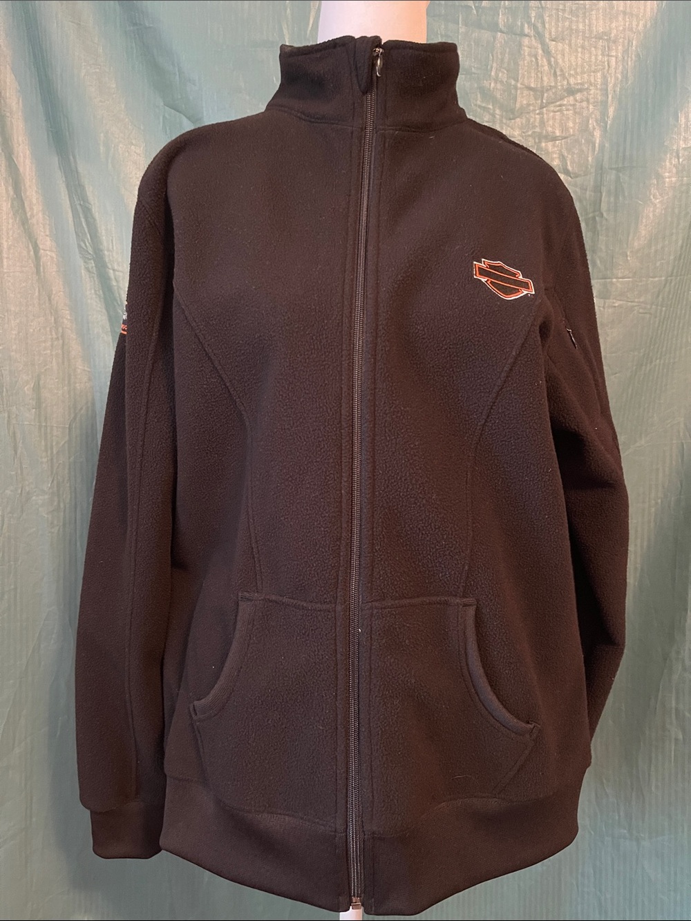 Ladies Harley-Davidson Black Fleece Full-Zip Jacket with Orange Logo